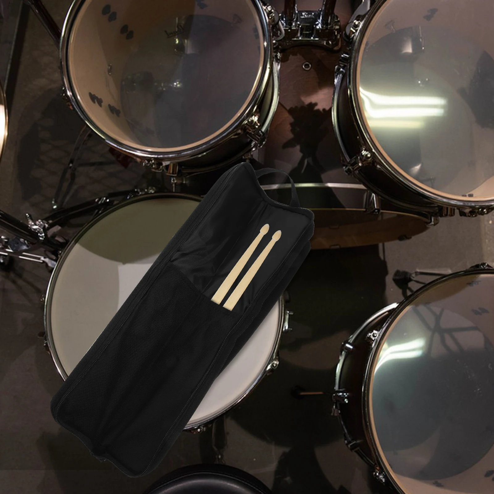 

Drum Stick Bag 4 Pairs Black Oxford Wear Resistant Durable Lightweight Portable H Drumstick Storage Pouch Mallets Holder