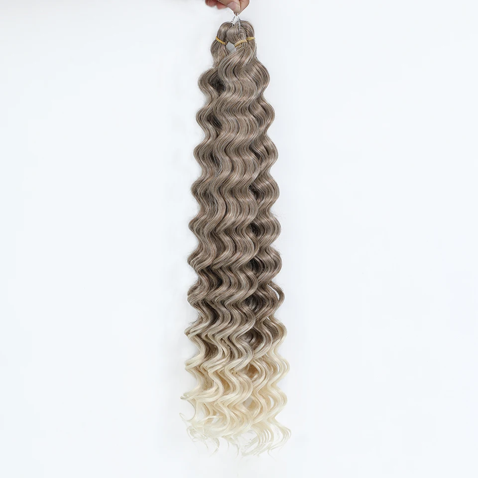 Tiefe Welle Twist Flechten Haarverlängerungen für Frauen Hochwertige synthetische Häkelzöpfe Haar 24 Zoll Ombre Bug Braun Afro Locken – Detail 21
