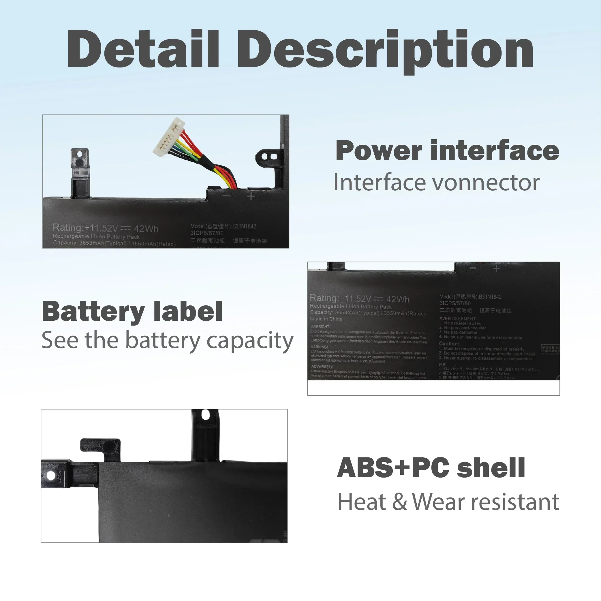 【توصيل سريع】بطارية كمبيوتر محمول B31N1842 جديدة متوافقة مع سلسلة Asus VivoBook S15 S5500F V5050E V5100E M5100U S531FA-BQ028T