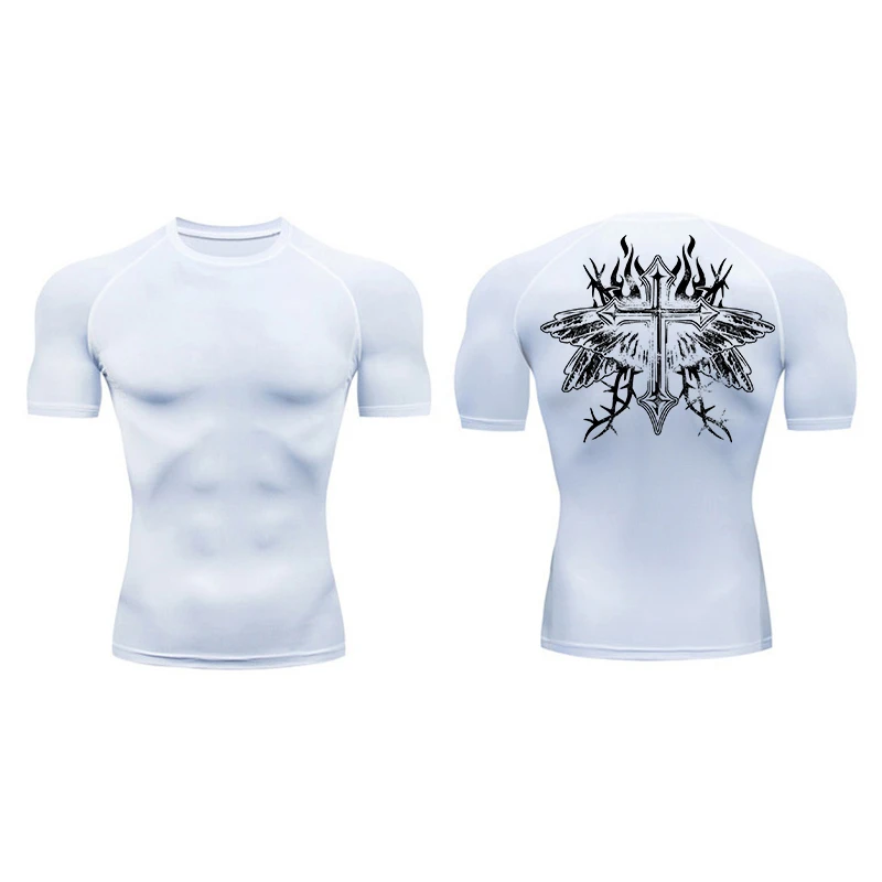 

Stylish Men's Graphic Compression Shirt Christian Gym Fitness Running T-Shirt T-Shirt Top Sports Quick Drying Undershirt