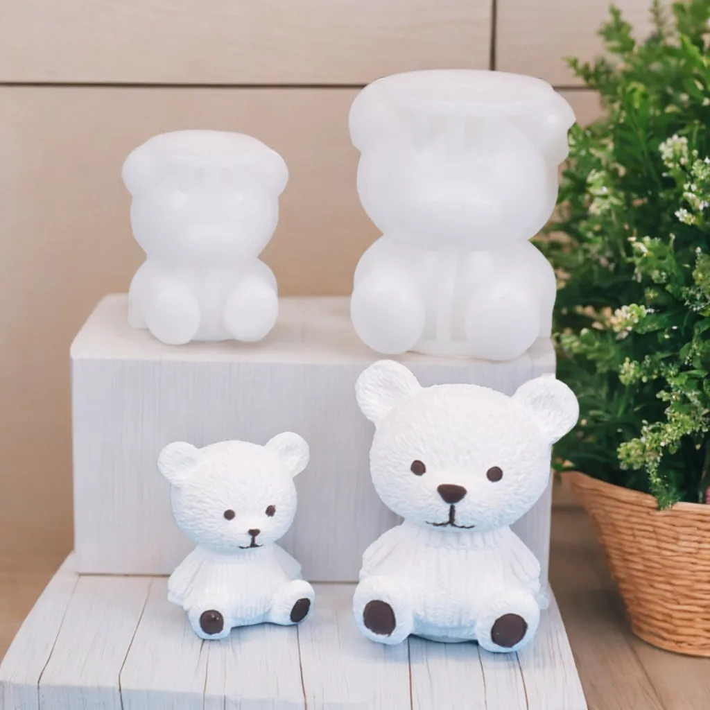Ice Bear's Popular Teddy Bear Silicone Mold for Coffee and Milk Tea Decoration; DIY Ornament Mold.