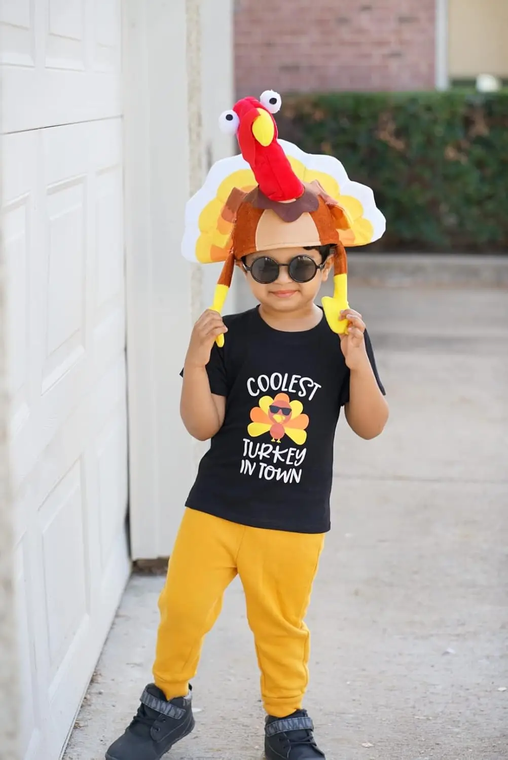 Toddler Thanksgiving Shirt Coolest Turkey in Town T-Shirt Funny Turkey Graphic Casual Short Sleeve Tees