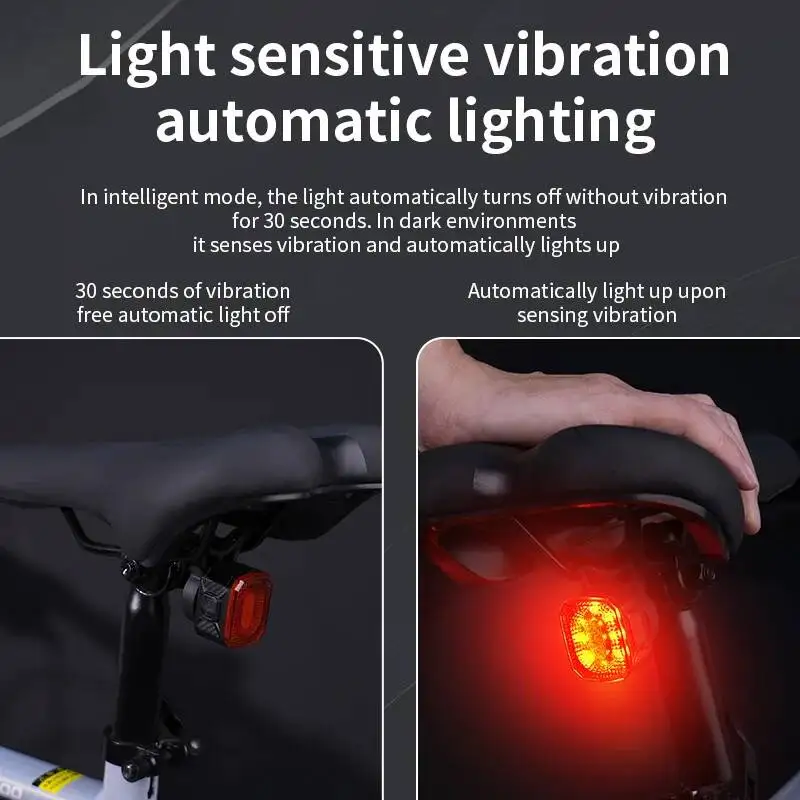 

ESLNF Waterproof Smart Brake Taillight Type-C Rechargeable Road Warning 6 Modes MTB Rear Bicycle Light