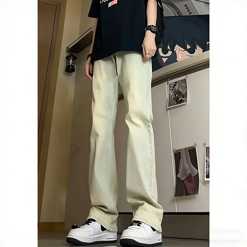 Men New Versatile American Style Vintage Blue Jeans Spring Autumn Trend Baggy Straight Leg Comfortable Men's Denim Trousers - Image 2