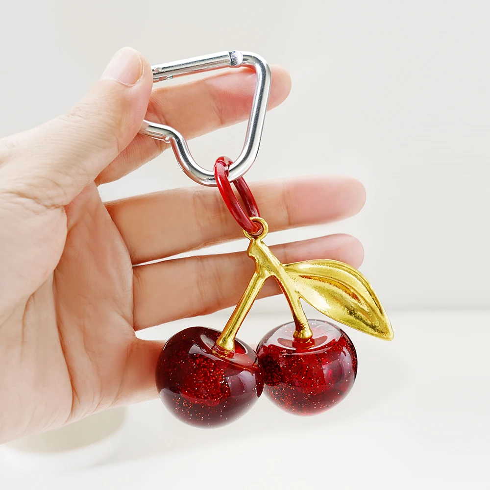 Czerwona wiśnia brelok biżuteria akcesoria do toreb letnie owoce wiśnie wisiorek brelok dla kobiet prezent Dropshipping