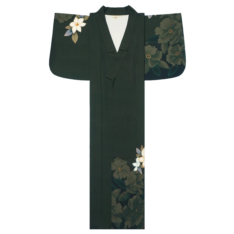 green emerald velvet dress Malika Dark Green Folded Front Kimono Sleeves Maxi Dress main image 0