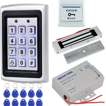 Full kit door access control system 125KHz RFID keypad reader Metal case 180KG electromagnetic lock DC12V 3A power supply