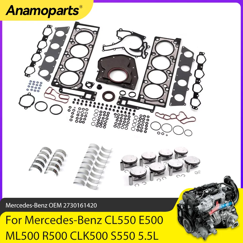 Engine Parts Overhaul Rebuild Gasket Set Piston Bearing Kit Fit 5.5 L M273 For Mercedes-Benz CL550 E500 ML500 S550 5.5L V8 GAS