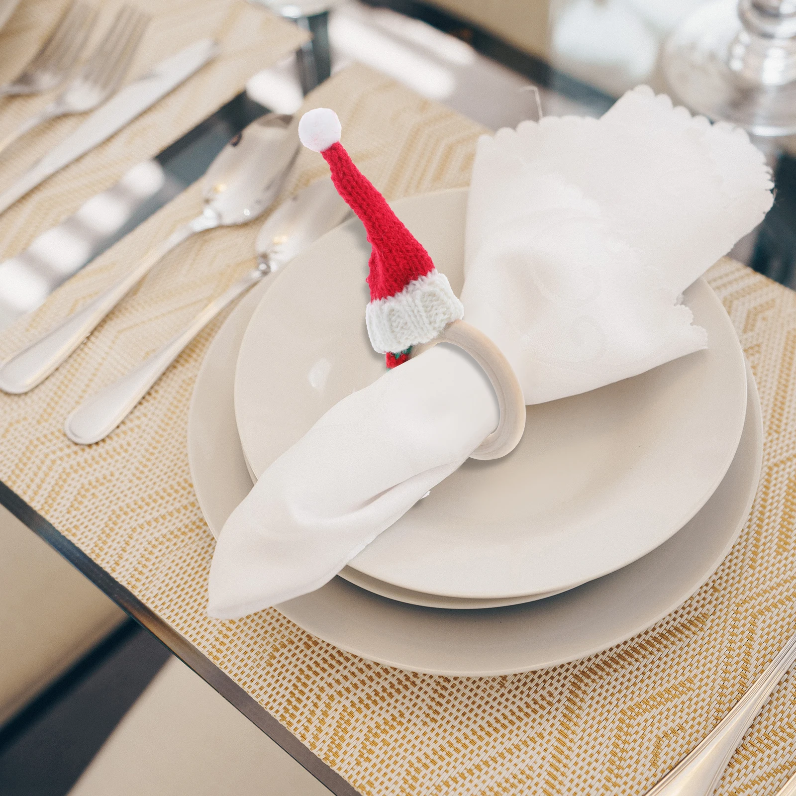 

4 шт., рождественская шляпа, кольца для салфеток, мини-декоративный праздничный декор стола, пряжки для салфеток для рождественской вечеринки, держатели для салфеток для свадебного стола