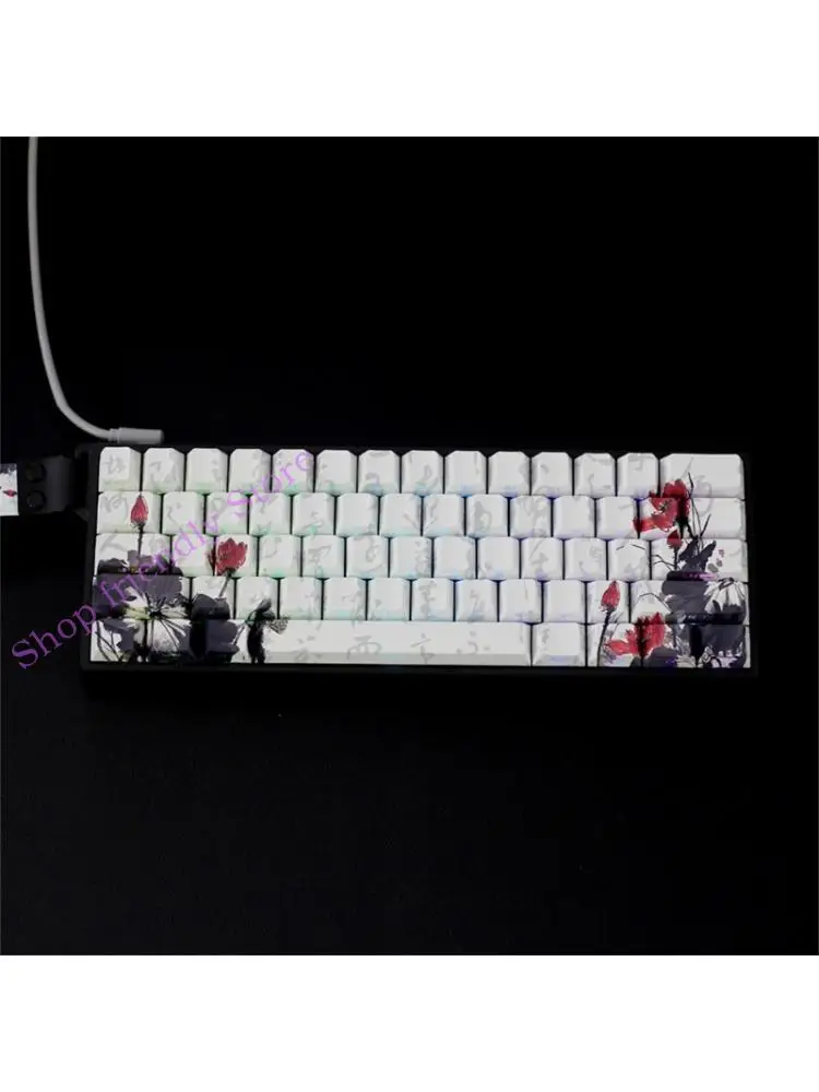 

594A Professional PBT Keycaps MXES 60/68KEYS красители Сублимированные сливы цветочный рисунок эргономичный профиль OEM -профиль
