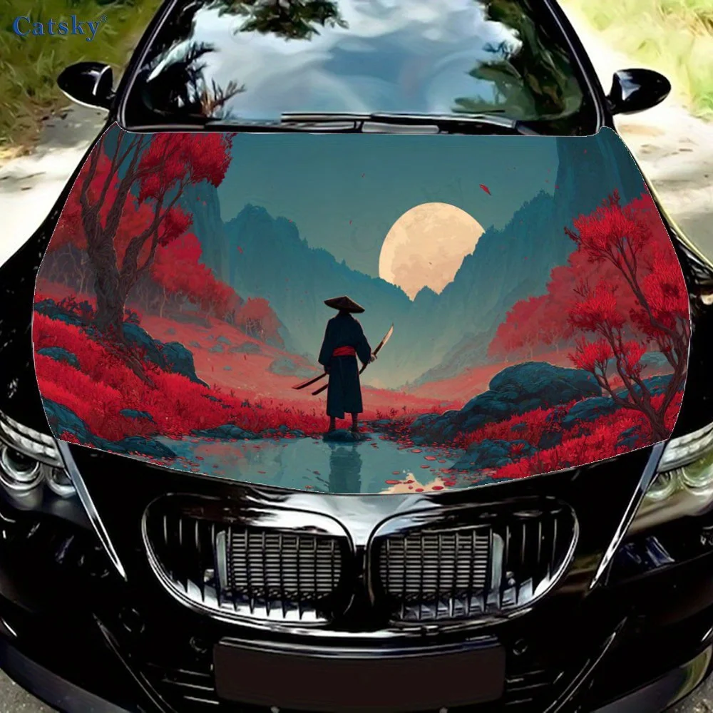 Cool Warrior print,car hood stickers,PVC waterproof Self adhesive car hood sticker,car hood decoration protection stickers,Auto