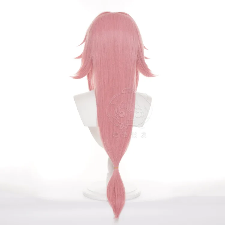 Yae Miko Plush Tail Ear Wig Pink Fox Handmade Cosplay Props Pink Fox Ears Tail Wig