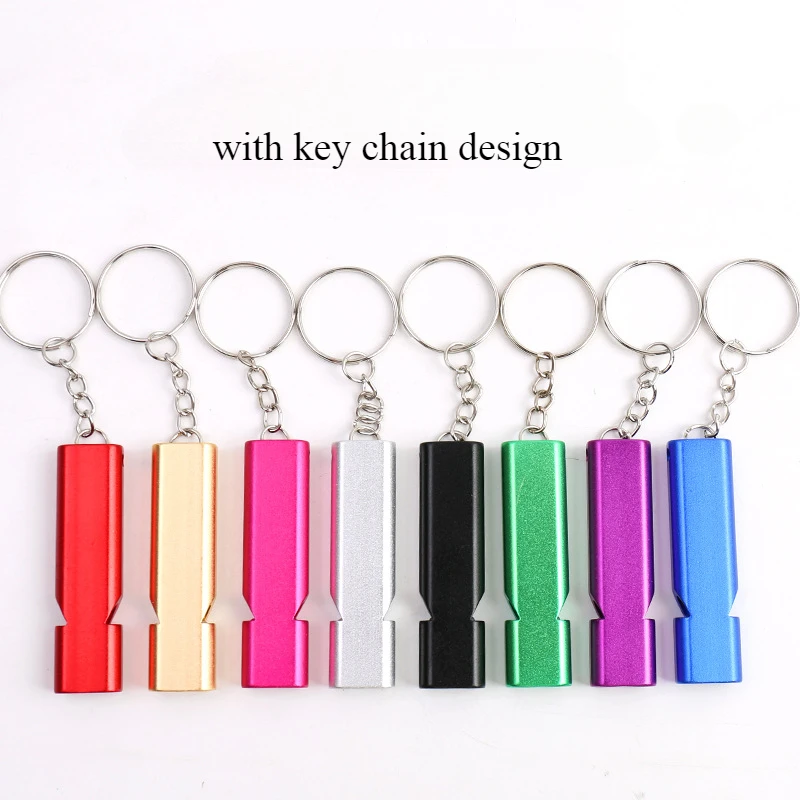 50PCS Custom Logo Whistle Soccer Outdoor High Decibel Portable Aluminum Dual Frequency Wilderness Emergency Whistle Tool