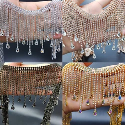 Tassels Glass Teardrop Rhinestone Chain Crystal Fringe Dancing Dress Shinning Trimming Glasses Gloves Wedding Accessories