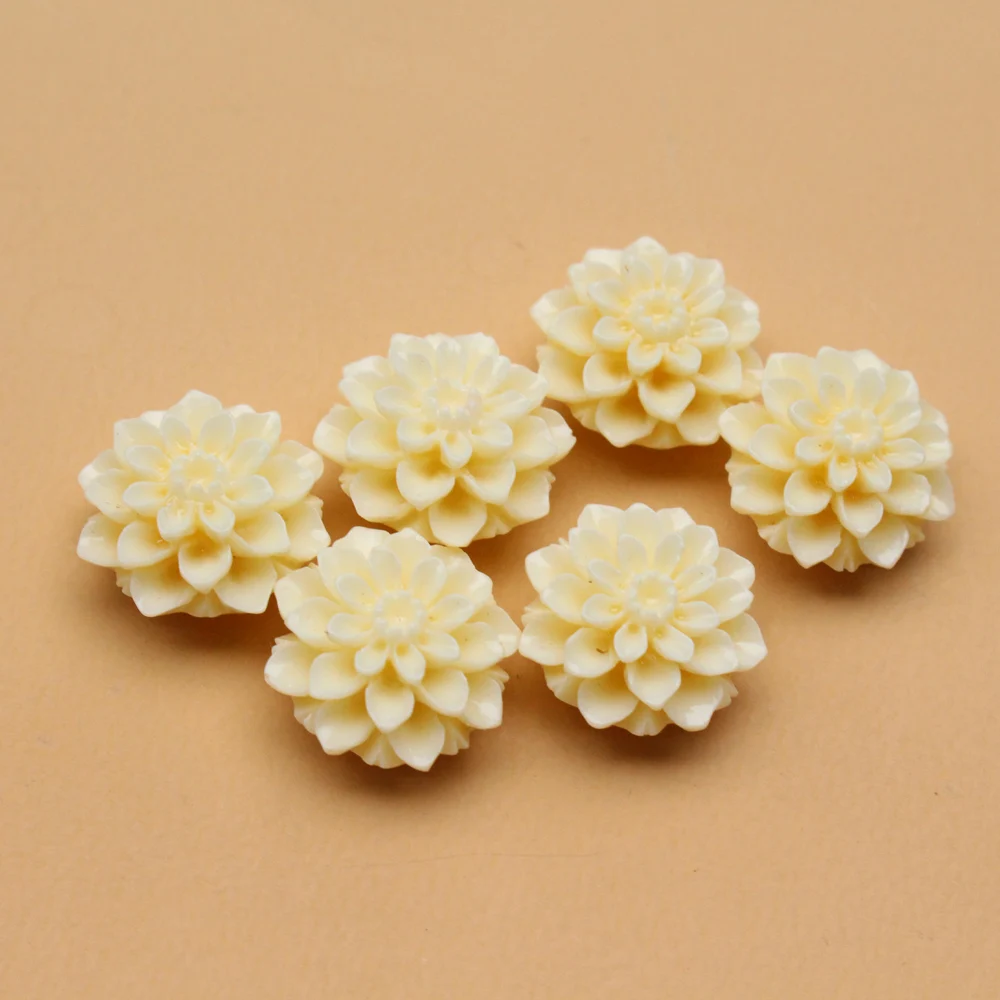 15mm Carved Daisy Flower Beads Artificial Coral Bead for Jewelry Bracelet Necklace Making .Red Beige  DIY Craft Loose Supplies