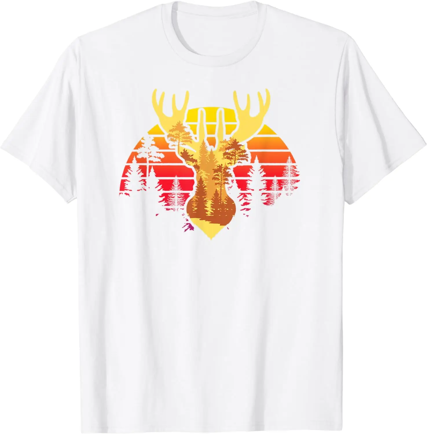 2024 Summer Antler Outdoor Nature Forest Shirt Wildlife Retro Casual T-shirt