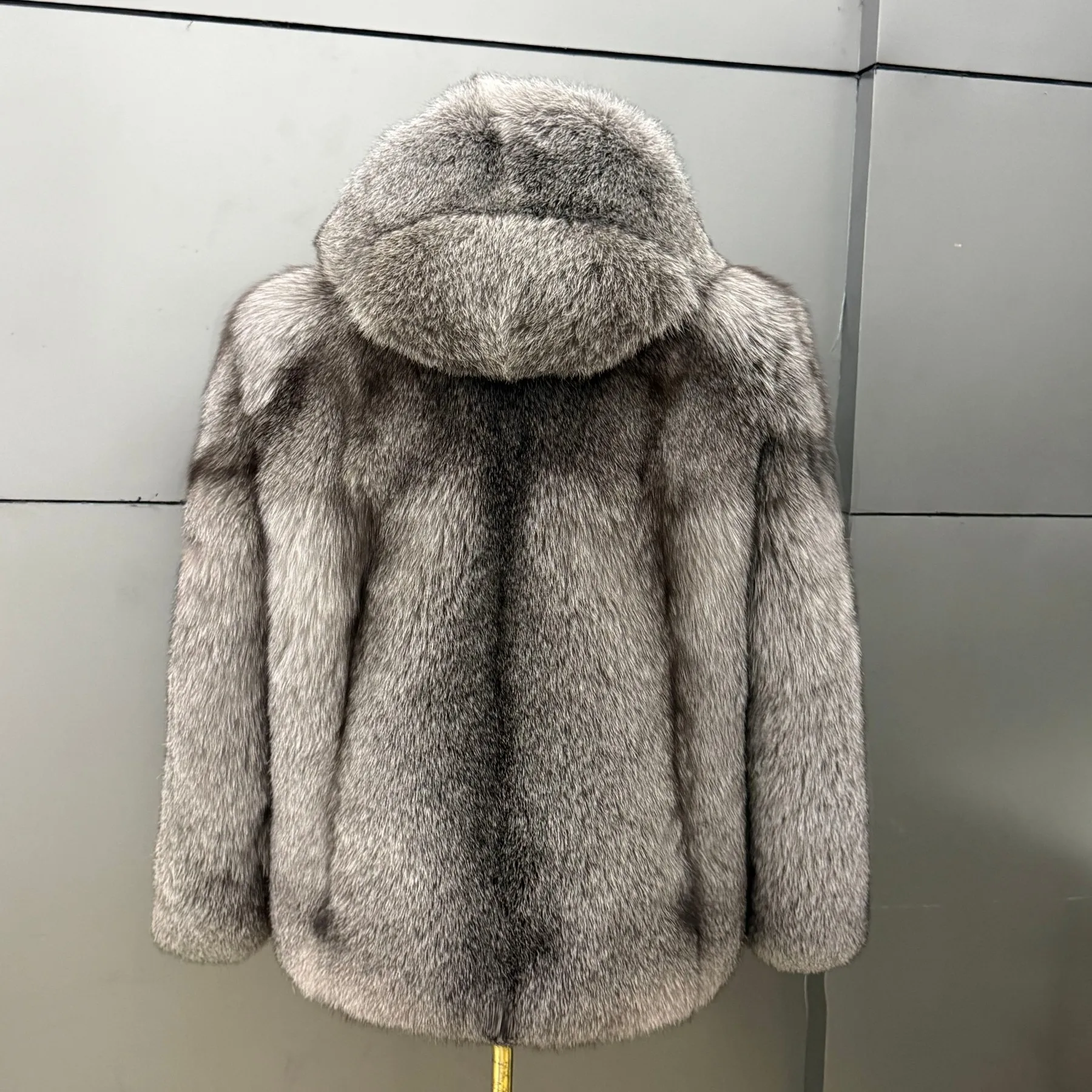 Luxury Natural Fox Fur Men's Jackets And Light Coats Real Fur Hooded Zip-Up Mens Winter Coat Warm Windproof Casual Men's Clothes view 6