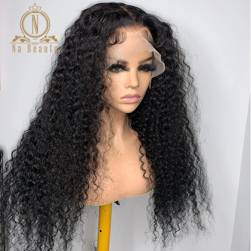 Perruque Full Lace Front Wig naturelle ondulée-NABEAUTY, cheveux humains, pre-plucked, transparent HD, pour femmes africaines