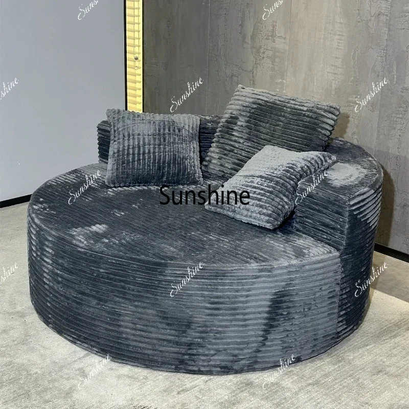 Nordic Minimalist Round Lounge Furnish Corduroy Vacuum Compressed Lazy Rest Furnishing Oversized Single Accent Seating Furniture