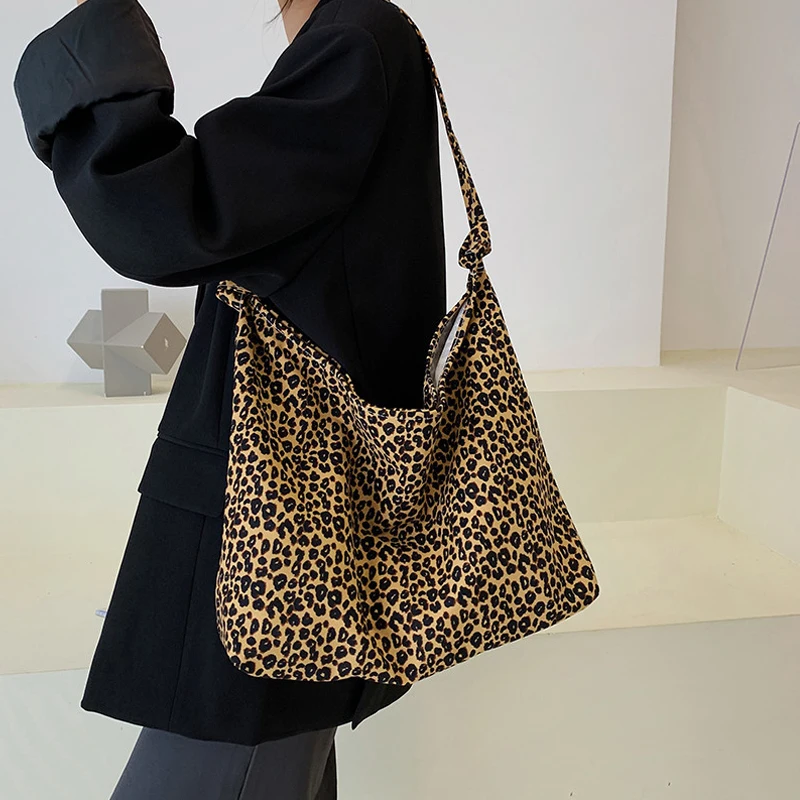 Leisure Handbag Shopping Bag Women S Fashionable Leopard Print Shoulder Bag