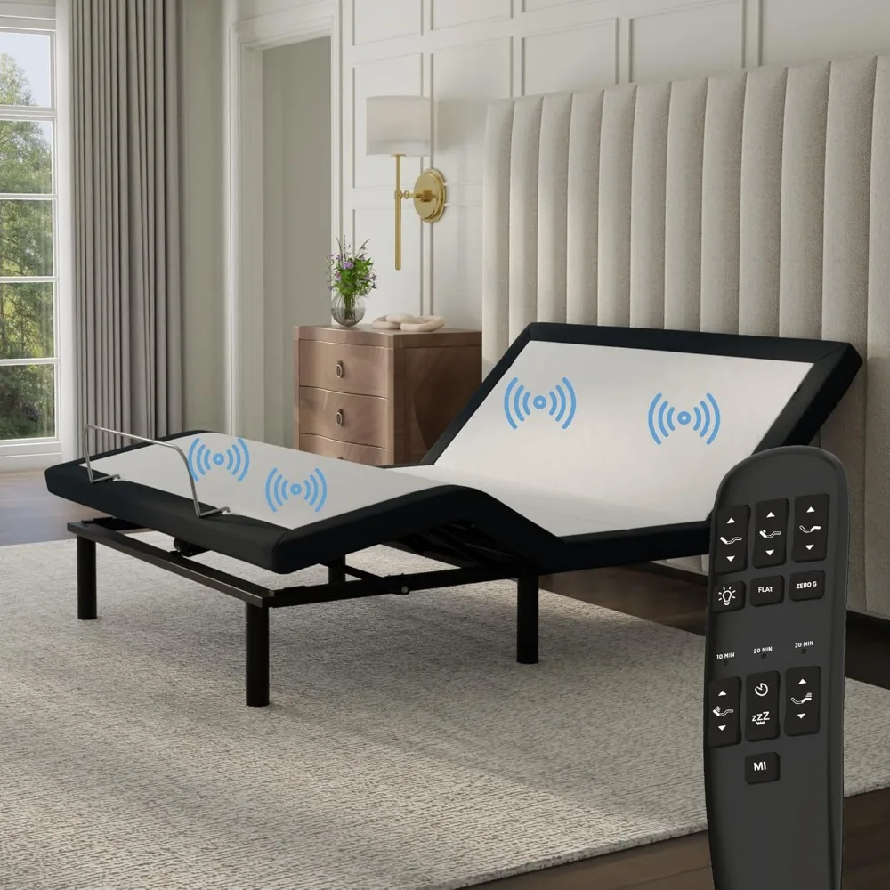 

e4 Queen Adjustable Bed Base Frame with Zero Gravity, Massage Motors, Anti-Snore, USB Charging, Nightlight, Wireless Remote, 10