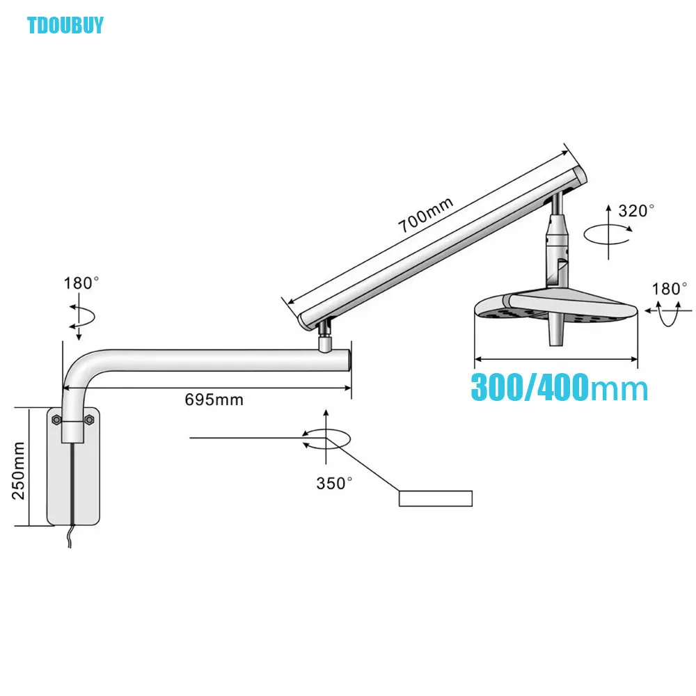 TDOUBUY High Brightness Wall-Mounted LED Shadowless Lamp 36W 60W Touch Switch Medical Surgical Examination Light For Dental