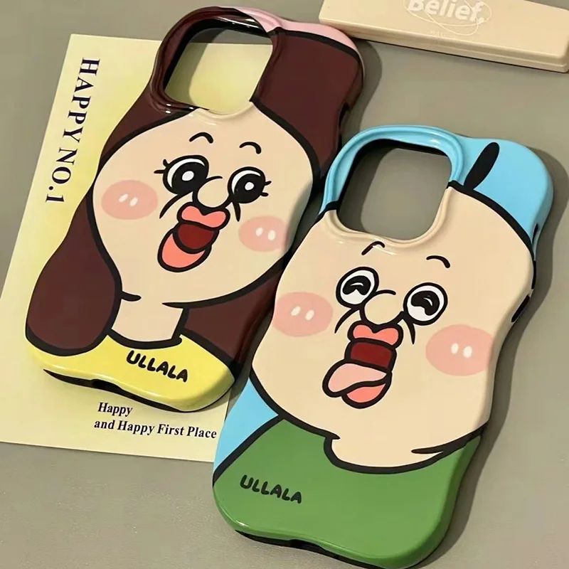 Милый Забавный чехол для IPhone 15 с героями мультфильмов Bbang, новинка, милый мягкий чехол для телефона в стиле аниме 13 14 Promax 12 11 для пар с защитой от падения, подарки для девушек