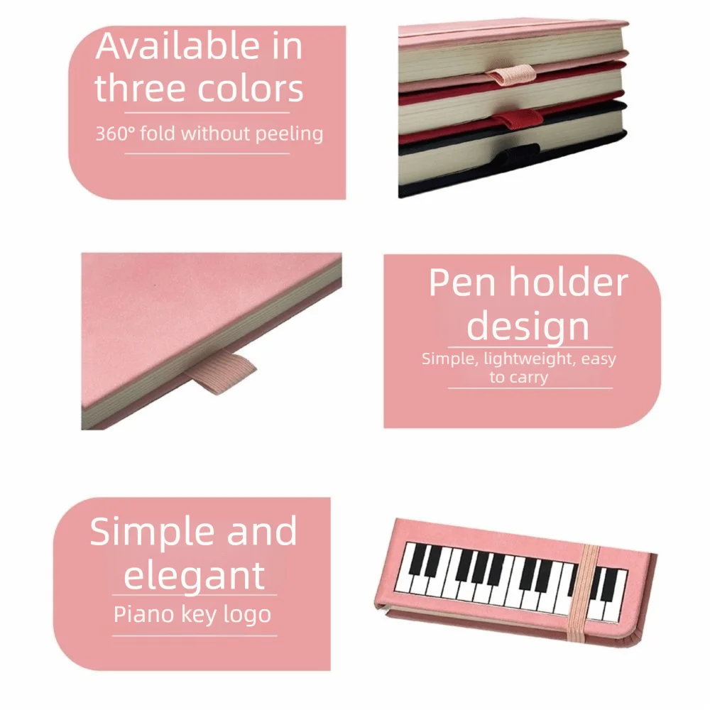 Gift PU Cover Piano Notebook Portable Piano Design A5/A6 Planner Diary Music Theme Smooth Writing Paper Travel Notepad School