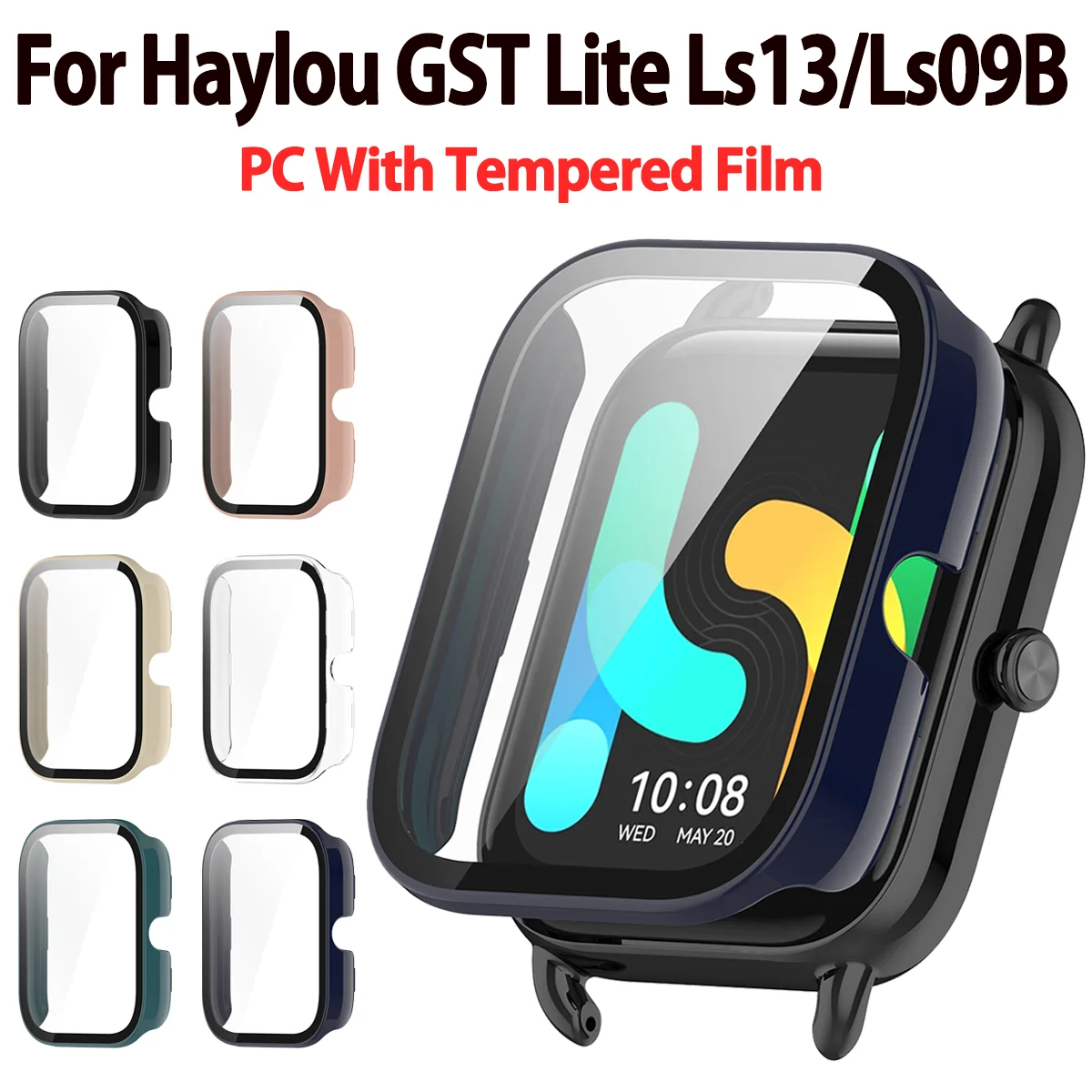 Vidro temperado protetor de tela para haylou gtl ls09b/lite ls13 smartwatch, capa protetora, estojo rígido para pára-choques