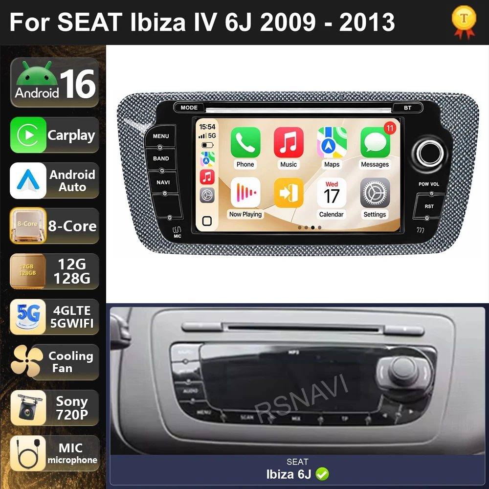 Car Radio Android 16 For SEAT Ibiza IV 6J 2009-2013 carplay auto dsp bt 4g