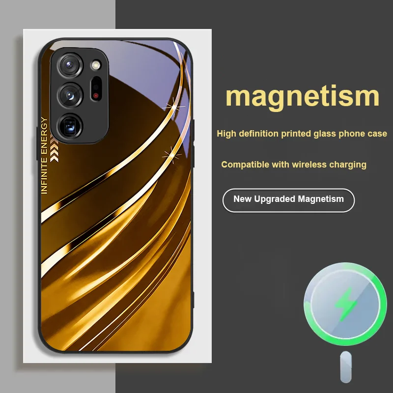 

For Samsung S 24 21 Note Ultra 22 FE 20 PLUS 26 23 25 Edge 4 5 G Aurora Flow Shadow Series Magnetic Glass Phone Case Dustproof