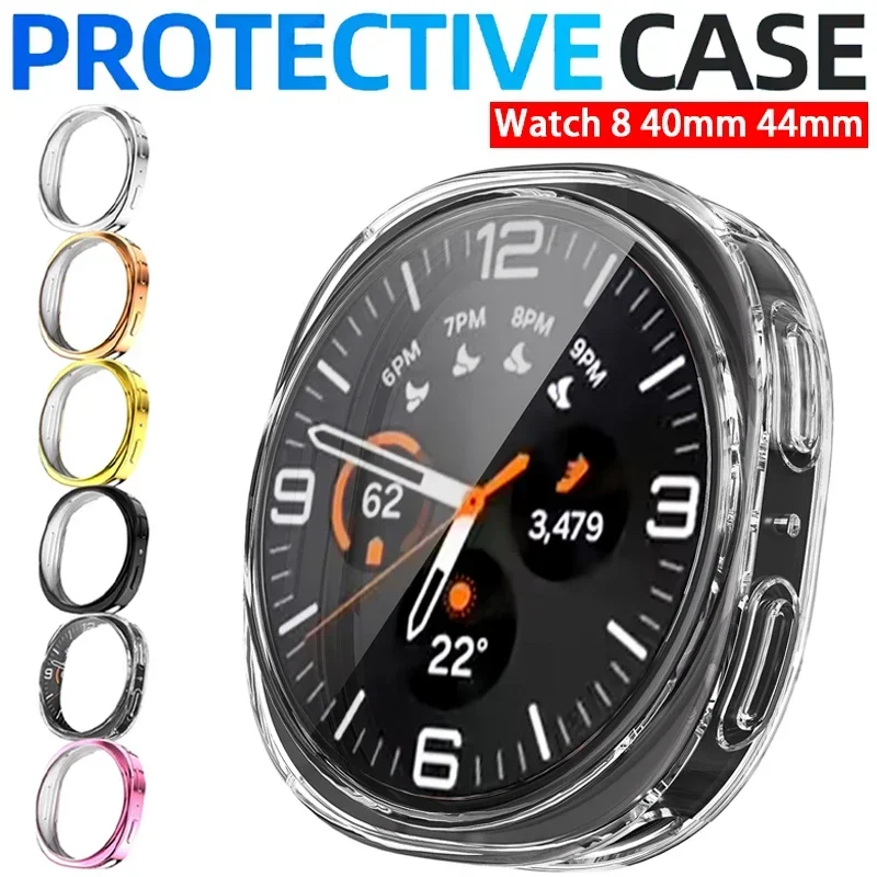 Neue Displayschutzhülle für Samsung Galaxy Watch 8, 40 mm/44 mm, weiche TPU-Gesichtsabdeckung, rundum schützendes Bumper-Zubehör