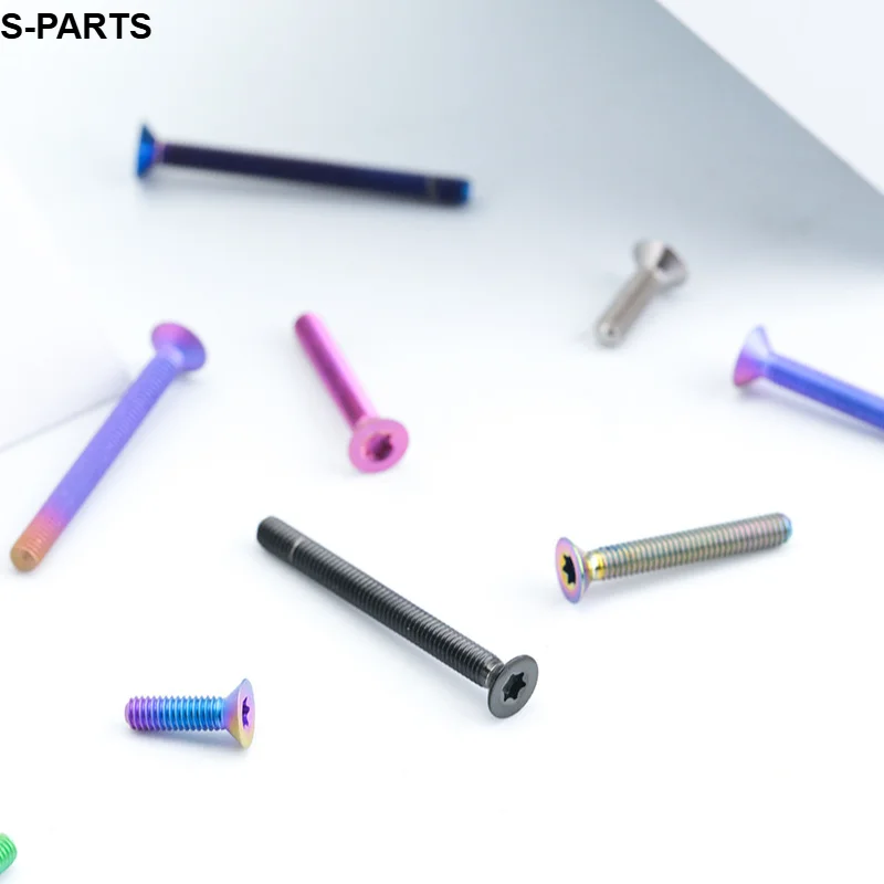 3pc Countersunk M3 8mm bicycle titanium alloy screw Colourful Aluminum Hex Hexagon Countersunk Socket Head Screw Allen Bolts
