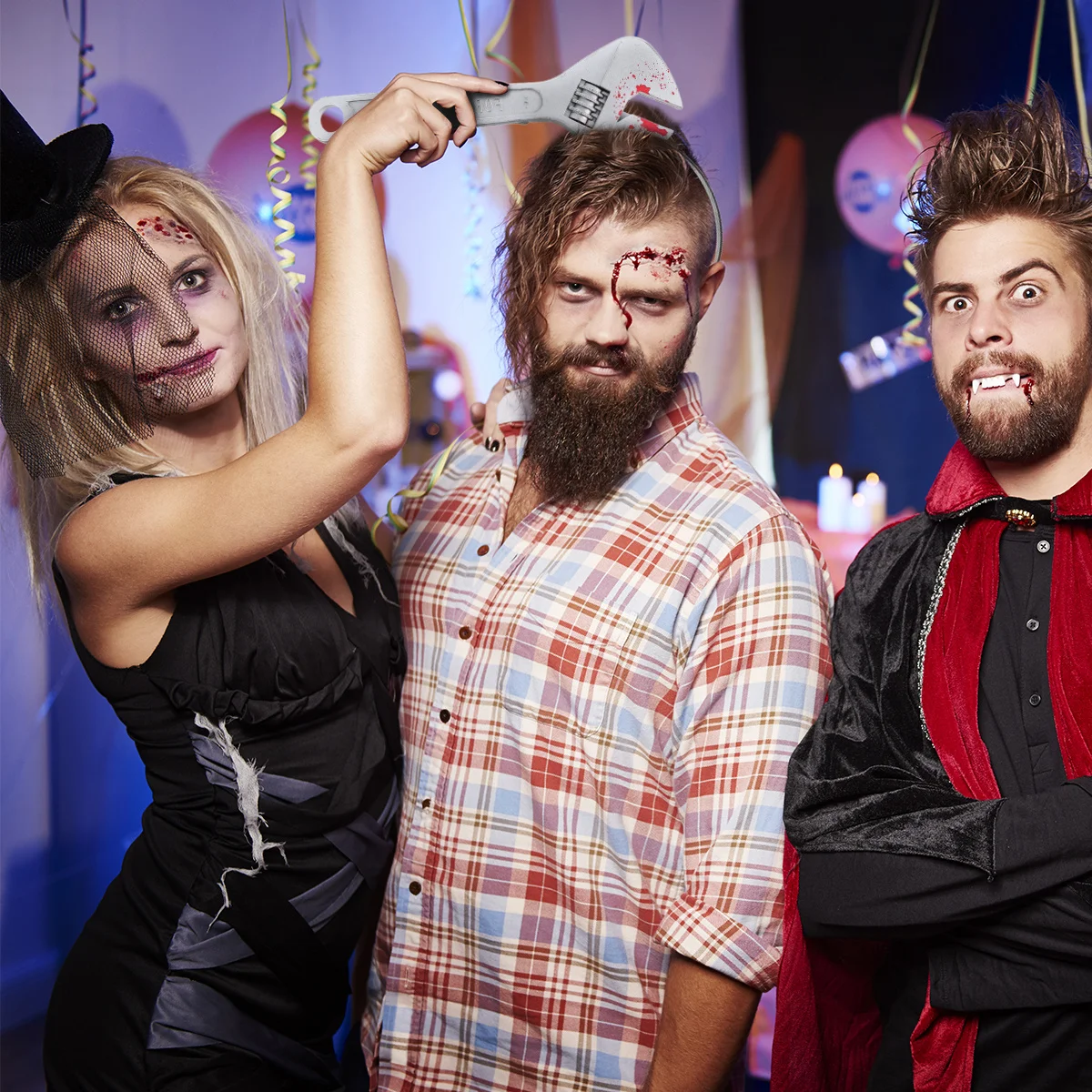 

2pcs Funny Headband Wrench Hair Hoops For Halloween Party Prank Tricky Accessories Costume Props Play Jokes Tools