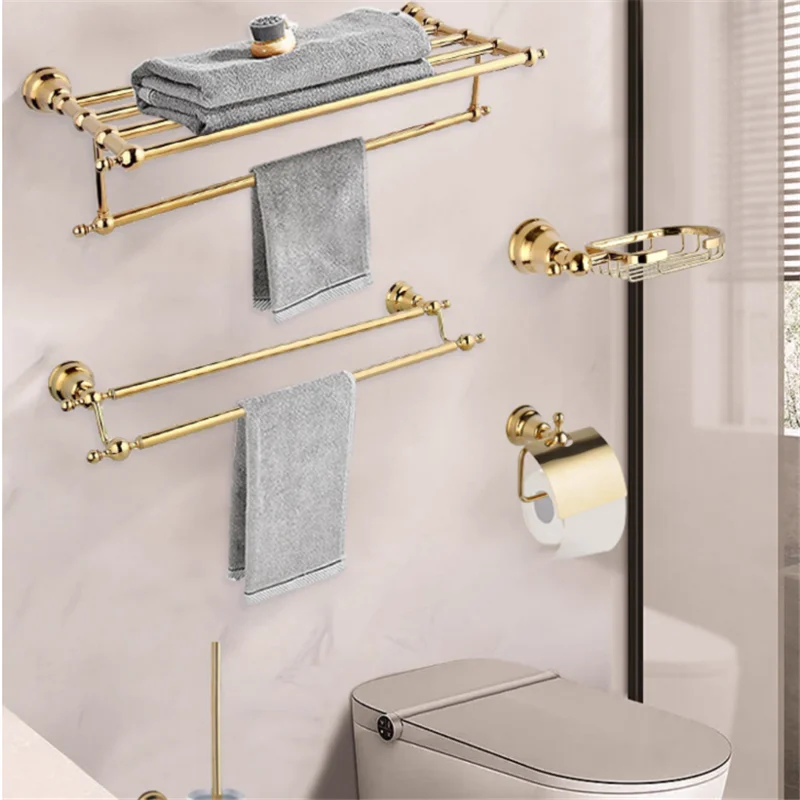

Золотые аксессуары для ванной комнаты, полка для ванной комнаты, держатель для бумаги, вешалка для полотенец, держатель для мыла, вешалка для полотенец, стеклянная полка, крючок, фурнитура для ванной комнаты, латунь