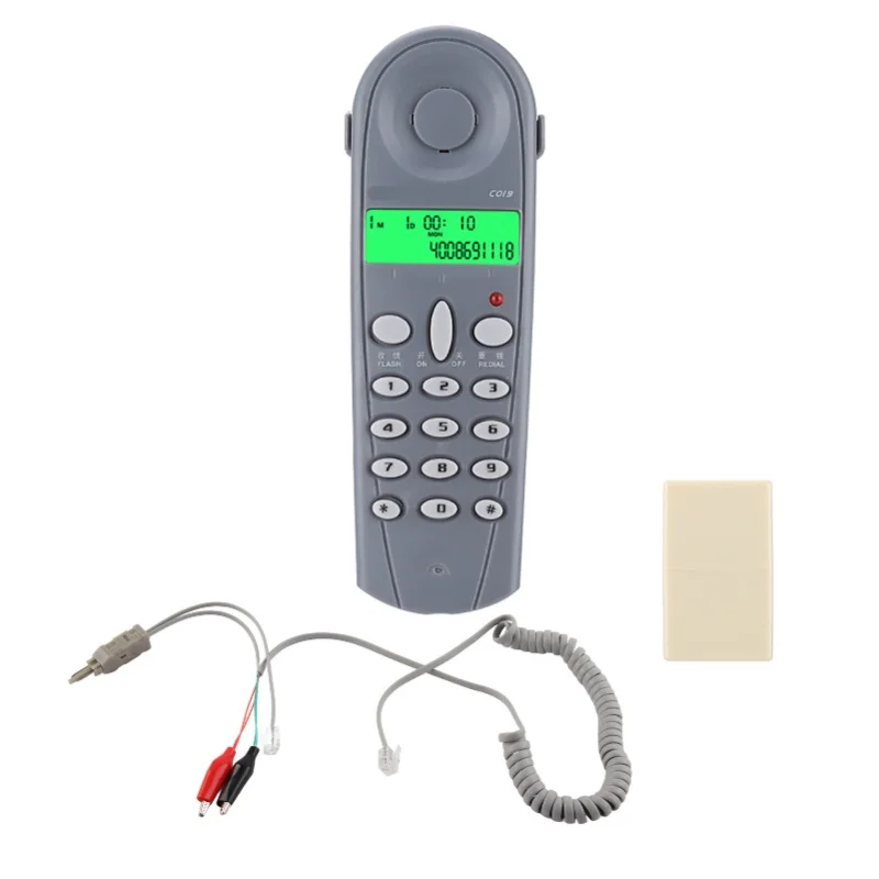 C019 Wired Telephone Phone Line Tester Lineman Butt Test Check Connector Cable Tool Grey