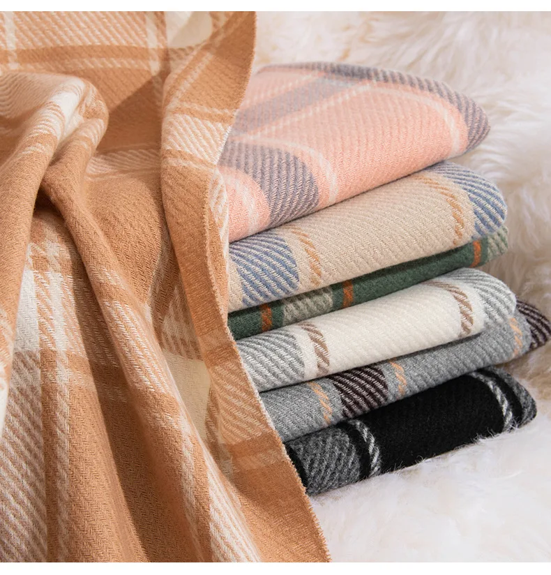 

Imitation Cashmere Pashmina for Women Large Scarves Warm Shawl Student Tassel Scarf Autumn and Winter New