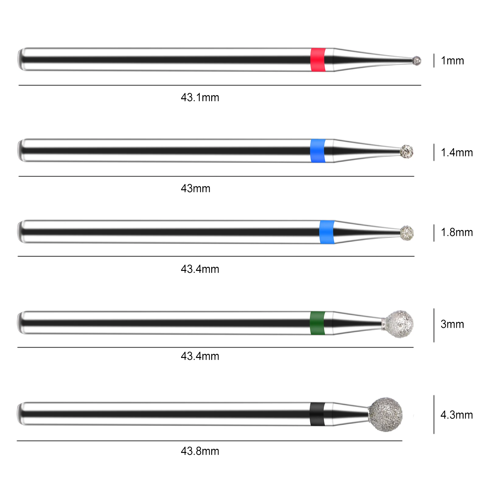 BNG-Perceuse à ongles diamantée, fraise rotative, mèches électriques pour manucure, accessoires d'art des ongles, 6 tailles