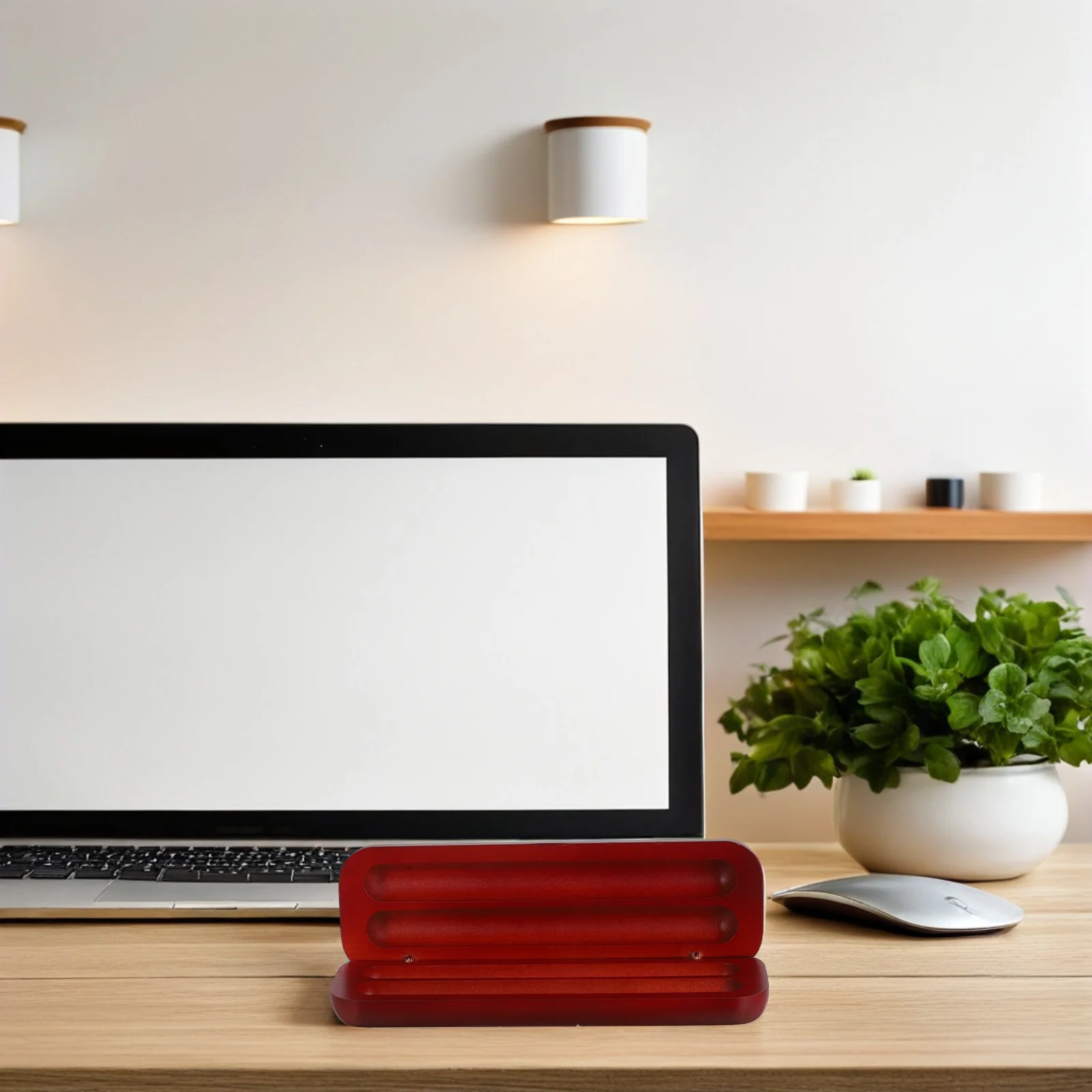 

Dual Slot Wooden Pen Box Elegant Red Design Fountain Pen Storage Case for Office Home Travel Collectors Retro Bracelet Case