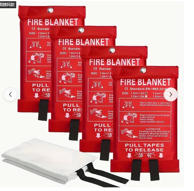 Fire Blanket Kitchen - 4-pack glasvezel branddekens voor noodgevallen, 40×40