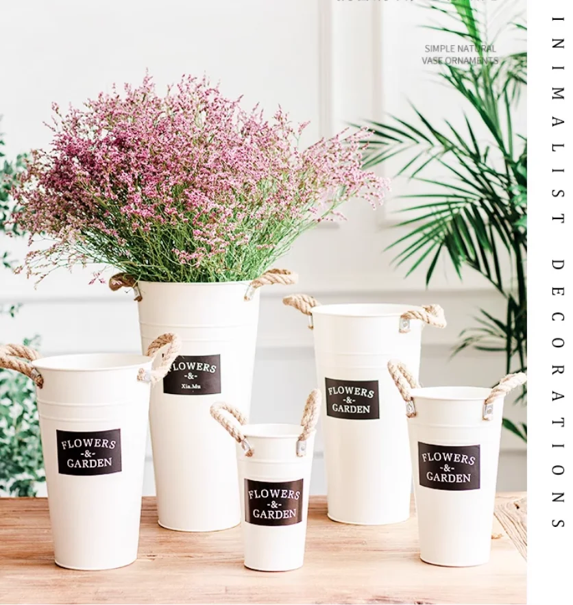 

Nordic style home wake-up flower bucket flower shop fresh flower bucket decoration iron bucket flower arrangement deep water flo