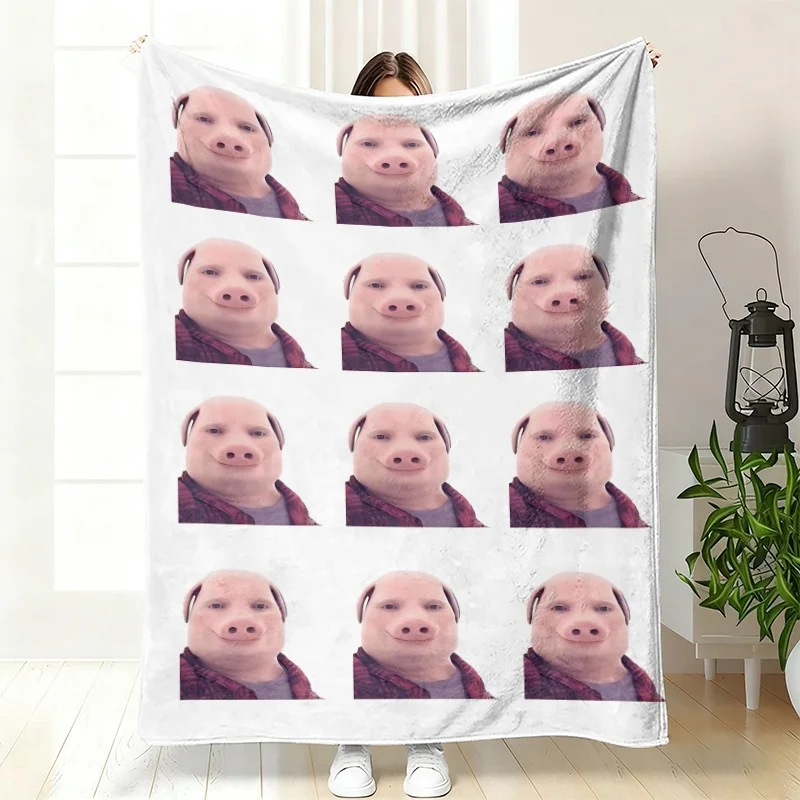 Newest Pink Cartoon Singing Pig Microphone Music Note Print Soft Kids Beach Towel Holiday Pool Towel Quick Dry Towel