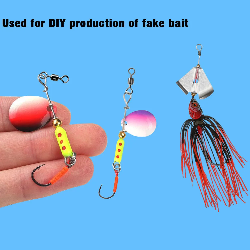 20 piezas/40 Uds. De alambre de acero de lentejuelas giratorias de 80mm, señuelo de pesca DIY, cuchillas de cuchara giratoria, accesorios de gancho de cebo Artificial - imagen 4