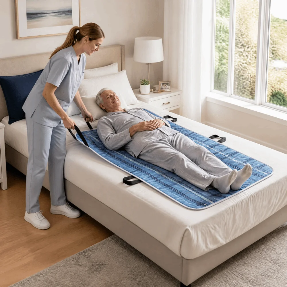 Washable Patient Positioning Transfer Pad Leak-Resistant Flexible Rolling Over Aid Pad Lightweight Low Friction