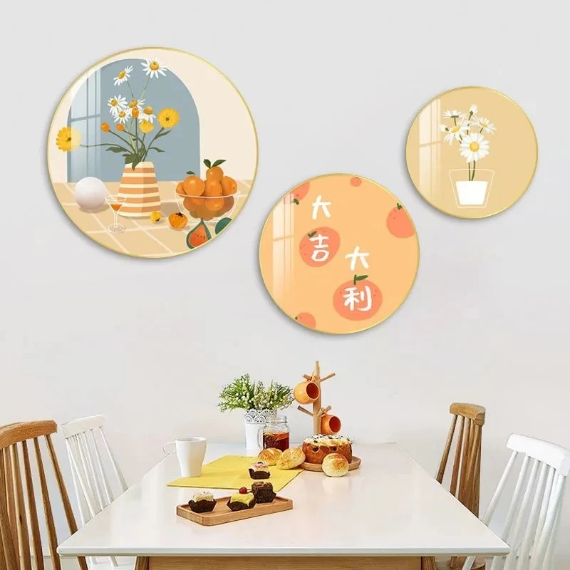 Modern Style Home Hotel Decoration Painting 3-pcs Set Living Room Bedroom Circular Hanging Picture Frame Exquisite Picture Frame