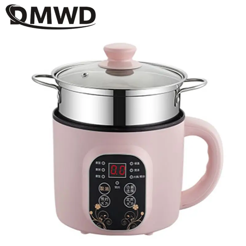 DMWD 1.5L Mini elektryczny Multicooker urządzenie do robienia śniadania makaron kuchenka do gotowania makaronu gorący kociołek owsianka zupa garnek