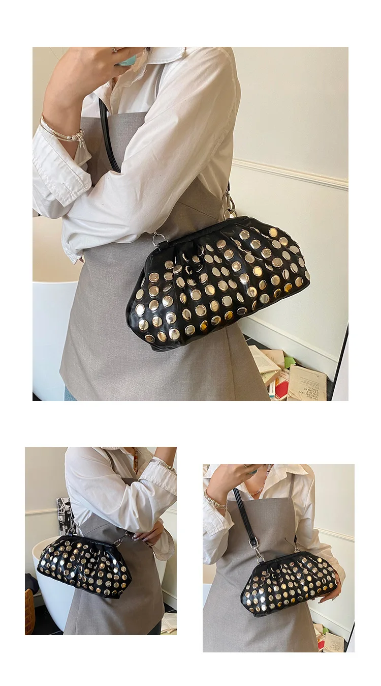 حقيبة كتف سيدة برشام شل حقيبة لفتاة حقيبة كروسبودي حقيبة جلدية حقيبة كروسبودي دلو حزام PU قابل للتعديل