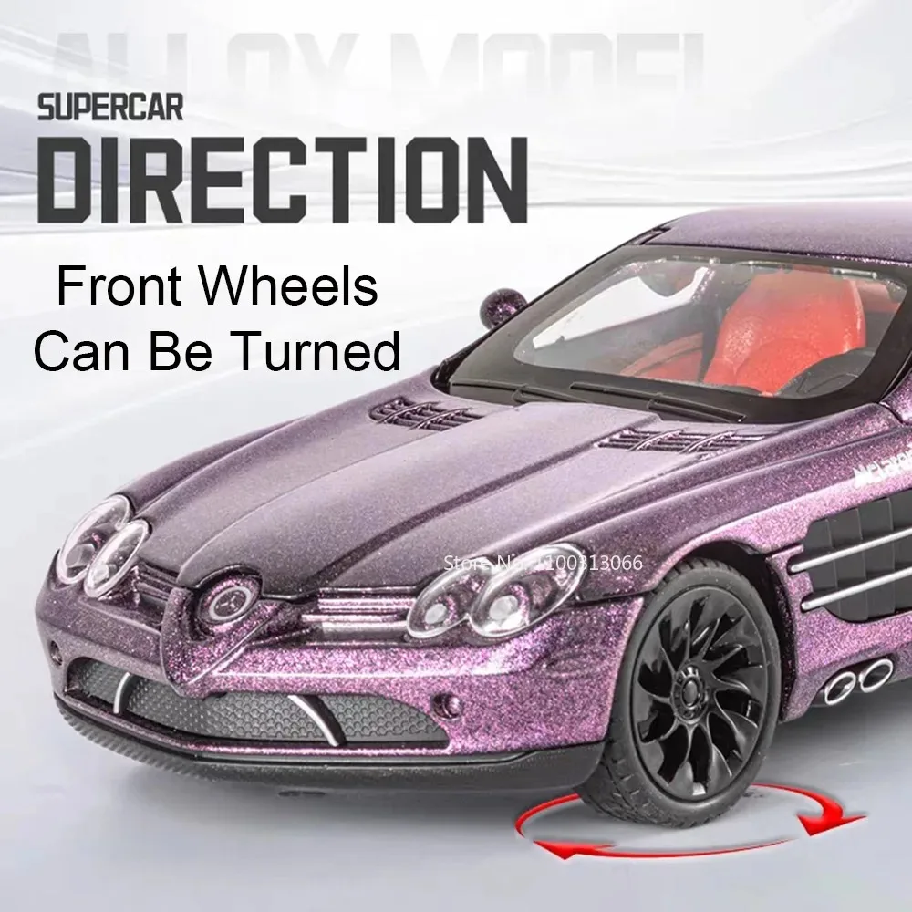 1:24 Scale SLR P1 Models Toys Miniature Cars with Pull Back Light Sound Vehicles Rubber Tires Car Model for Toddler Kids Gifts