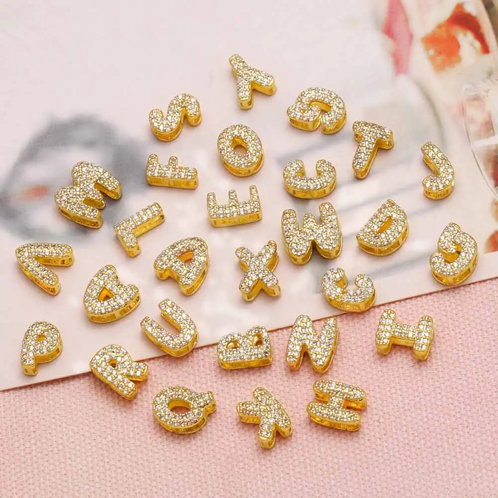OCESRIO Crystal Small 26 Letters Charms for Bracelet Copper Gold Plated Initial Name accesorios de joyería envio gratis chma283