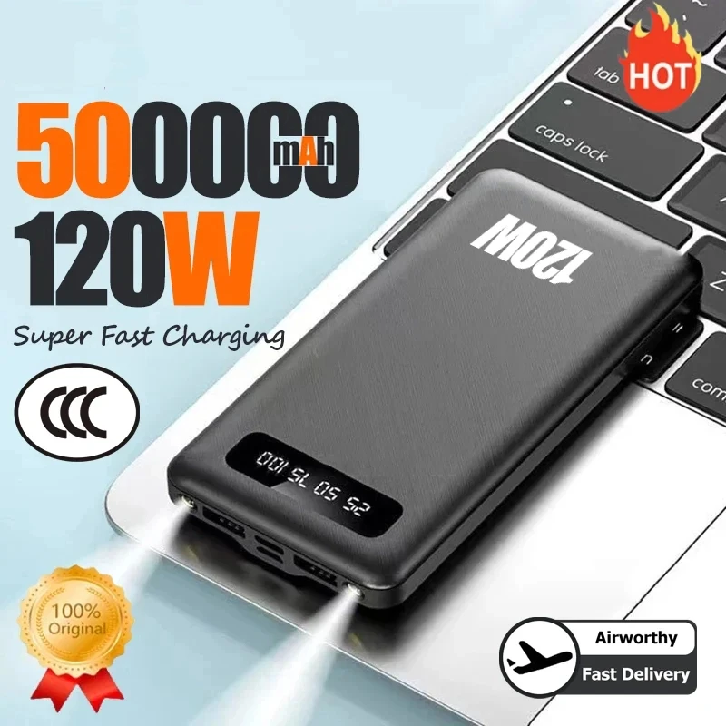 New 200000mAh PowerBank 120W Super Fast Charging High Capacity Portable External Battery With LED Digital Display For IPhone